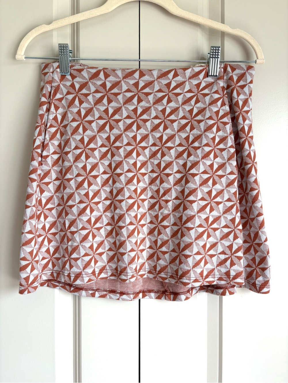 Altar'd State Brown Mini Skirt with Pockets Pinwheel Pattern Boho Retro Size Med